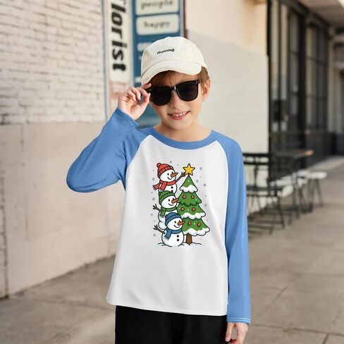 Christmas Shirts for Teens Girls Xmas Tree Print Raglan Long Sleeve Loose Shirts Crew Neck Tops Baggy Snowflake Blouse in Saudi Arabia