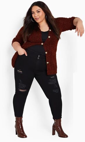 Avenue Women's Plus Size Amber Boucle Cardigan in Saudi Arabia