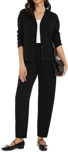 Casly Lamiit Women's 2 Piece Casual Outfits Fall Travel Button Down Long Sleeve Cardigan Barrel Pants Set Loungewear in Kuwait