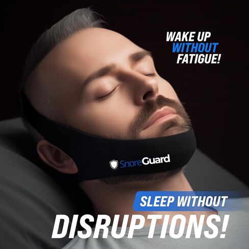 Chin Strap for Sleeping, Built-in Neck Cushions for Comfort, Works for CPAP Users, Snore Jaw Straps for Sleep, Mouth Breathing, Chin Lifting, Anti Snoring Devices, Men and Women, Black, M in Saudi Arabia