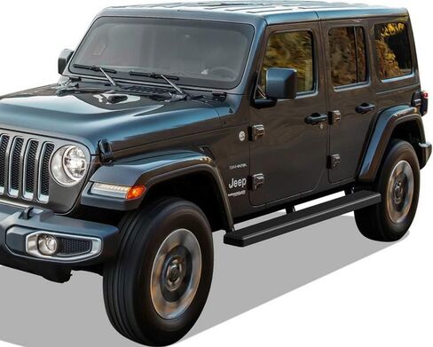 APS Running Boards 6in Matte Black Compatible with Jeep Wrangler JL 2018-2025 4-Door (Include 21-25 4xe) (Factory sidesteps or Rock Rails Have to be Removed) (Nerf Bars Side Steps Side Bars) in Saudi Arabia