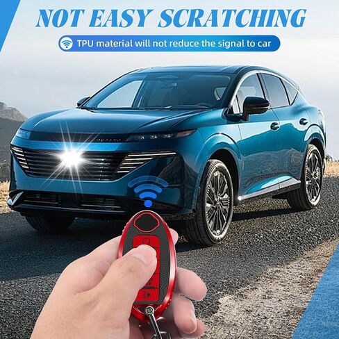 غطاء مفتاح Fob لـ Nissan 4/5، حافظة مفاتيح حماية كاملة ناعمة من مادة TPU لهاتف Altima Rogue Sentra Maxima (5 أزرار - أحمر) in Kuwait