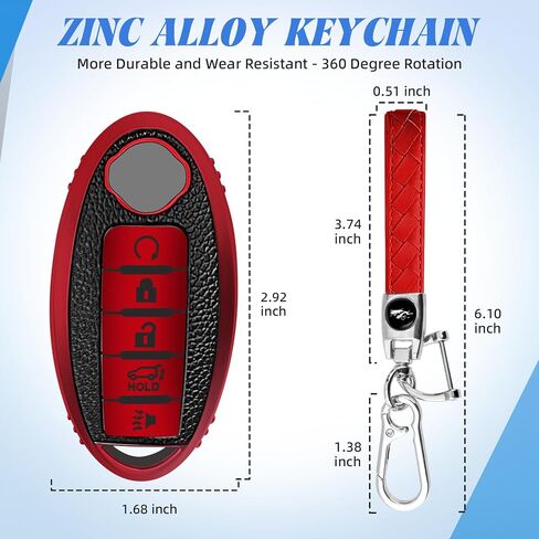 غطاء مفتاح Fob لـ Nissan 4/5، حافظة مفاتيح حماية كاملة ناعمة من مادة TPU لهاتف Altima Rogue Sentra Maxima (5 أزرار - أحمر) in Kuwait