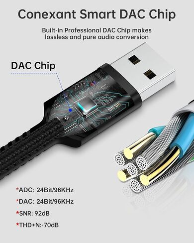 محول AUX USB إلى 3.5 مم ، اكتب A إلى محول مقبس سماعة الرأس ، ودونجل صوت بطاقة USB الخارجي للكمبيوتر الشخصي ، والكمبيوتر المحمول ، وأجهزة الكمبيوتر المكتبية ، و PS4 ، و PS5 ، وسماعة الرأس ، وسماعات الرأس ، متوافقة مع Windows 11 10 9 8 7 /MAC /Linux in Saudi Arabia