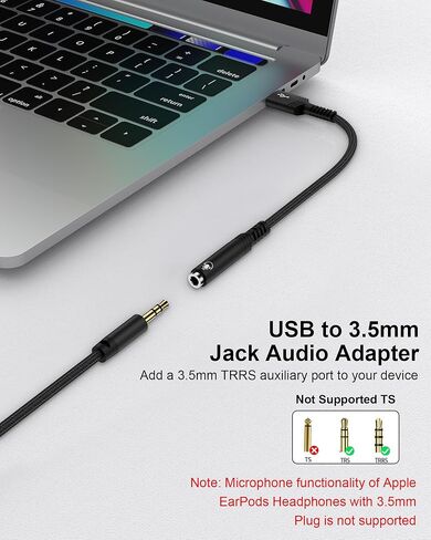 محول AUX USB إلى 3.5 مم ، اكتب A إلى محول مقبس سماعة الرأس ، ودونجل صوت بطاقة USB الخارجي للكمبيوتر الشخصي ، والكمبيوتر المحمول ، وأجهزة الكمبيوتر المكتبية ، و PS4 ، و PS5 ، وسماعة الرأس ، وسماعات الرأس ، متوافقة مع Windows 11 10 9 8 7 /MAC /Linux in Saudi Arabia