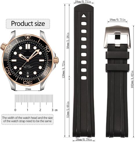 20mm Rubber Watch Band Compatible with Omega Seamaster 210 series Waterproof Pin buckle Replacement Strap Men Women Bracelet in Saudi Arabia