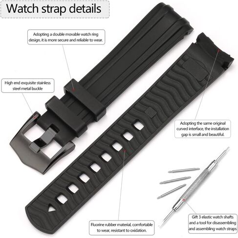 20mm Rubber Watch Band Compatible with Omega Seamaster 210 series Waterproof Pin buckle Replacement Strap Men Women Bracelet in Saudi Arabia