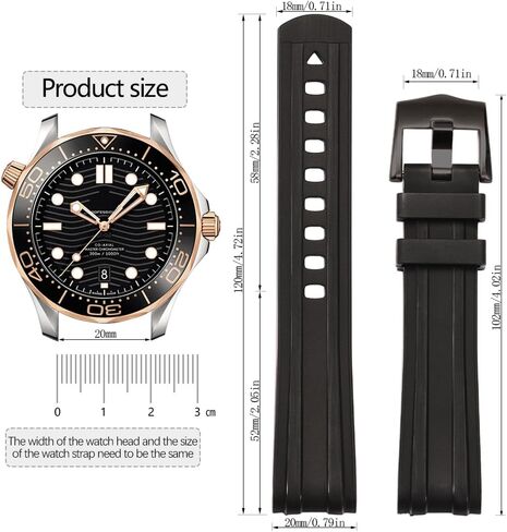 20mm Rubber Watch Band Compatible with Omega Seamaster 210 series Waterproof Pin buckle Replacement Strap Men Women Bracelet in Saudi Arabia