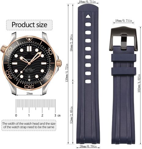 20mm Rubber Watch Band Compatible with Omega Seamaster 210 series Waterproof Pin buckle Replacement Strap Men Women Bracelet in Saudi Arabia