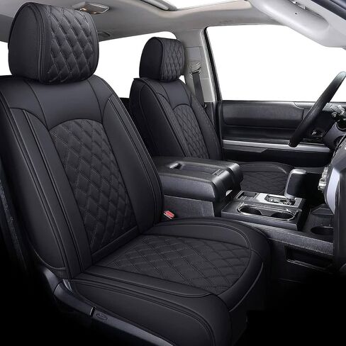 SecosAutoparts Full Set Car Seat Covers Custom Compatible with Toyota Tundra 2008-2021 Front & Rear Seat Cover Protector Cushion with Faux Leather Waterproof(Black, Full Set) in Saudi Arabia