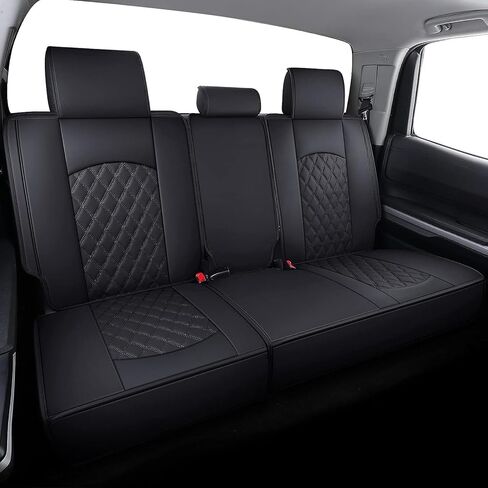 SecosAutoparts Full Set Car Seat Covers Custom Compatible with Toyota Tundra 2008-2021 Front & Rear Seat Cover Protector Cushion with Faux Leather Waterproof(Black, Full Set) in Saudi Arabia