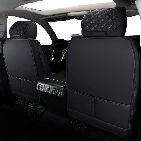 SecosAutoparts Full Set Car Seat Covers Custom Compatible with Toyota Tundra 2008-2021 Front & Rear Seat Cover Protector Cushion with Faux Leather Waterproof(Black, Full Set) in Saudi Arabia