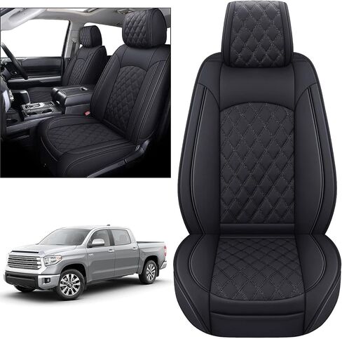 SecosAutoparts Full Set Car Seat Covers Custom Compatible with Toyota Tundra 2008-2021 Front & Rear Seat Cover Protector Cushion with Faux Leather Waterproof(Black, Full Set) in Saudi Arabia