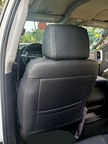 أغطية مقاعد KUAFU الملمس مجموعة كاملة متوافقة مع 2014 2015 2016 2017 2018 Silverado Crew Cab LT Pick-up 4-Door جلد صناعي أسود in Saudi Arabia