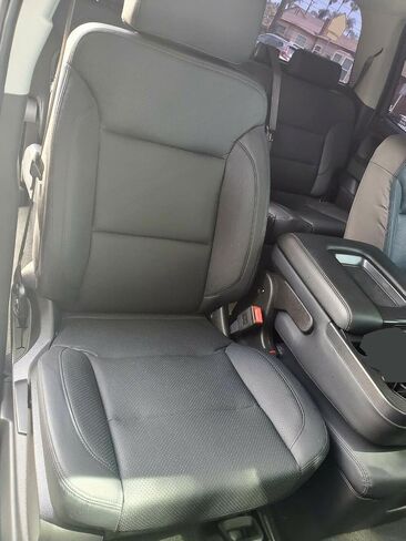 أغطية مقاعد KUAFU الملمس مجموعة كاملة متوافقة مع 2014 2015 2016 2017 2018 Silverado Crew Cab LT Pick-up 4-Door جلد صناعي أسود in Saudi Arabia