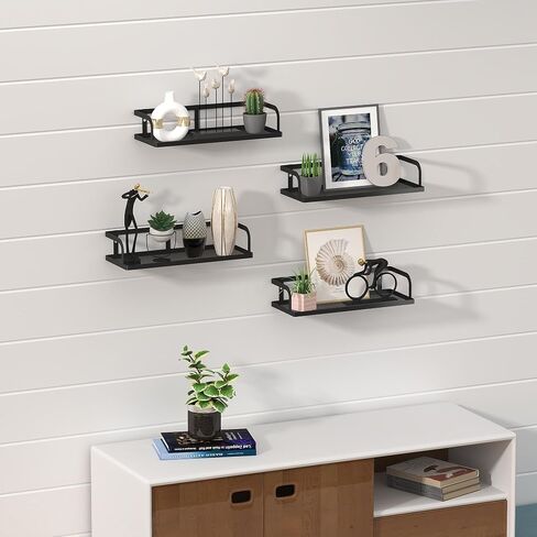PUSDON Hanging Storage Baskets Organizer Wall Mount, Metal Wire Storage Bin Rack for Kitchen Bathroom Shower Spice Shelf Home Decor Essentials Black-2 Packs (Hollowout) in Saudi Arabia