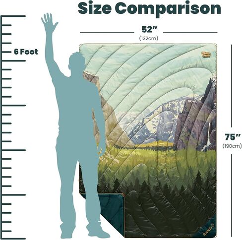 Rumpl Original Puffy Blanket - Warm Puffy Camping Blanket, 100% Recycled Polyester Insulation, Lightweight, Packable, Water-Resistant, Outdoor Puffer Blanket, 52"x75", Yosemite in Kuwait
