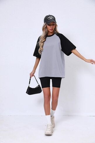 Oversized Short Sleeve T Shirts for Women Summer Workout Casual Tops Loose Fit Cute Basic Tees in Kuwait