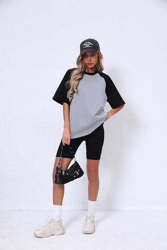 Oversized Short Sleeve T Shirts for Women Summer Workout Casual Tops Loose Fit Cute Basic Tees in Kuwait