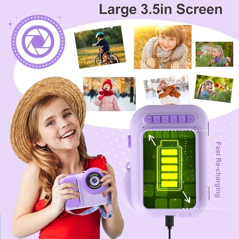 كاميرا أطفال كاميرا طباعة فورية للأطفال، كاميرا محمولة للأطفال الصغار تطبع الصور، كاميرا رقمية فورية للأطفال لعبة كاميرا الطباعة 3 4 5 6 7 8 9 10 11 12 سنة للأولاد والبنات in Kuwait