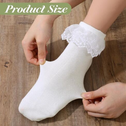1 Pair Ankle Ruffle Socks, Cotton Soft Breathable Frilly Socks, Cute Princess Double Layer Lace Ruffle Sock for Women Girl (White) in Saudi Arabia