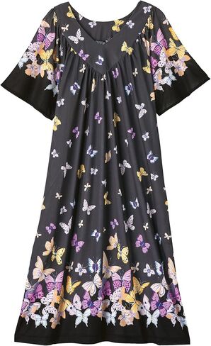 AmeriMark Women's V-Neck Lounger House Dress with Pockets Muumuu Nightgown in Saudi Arabia