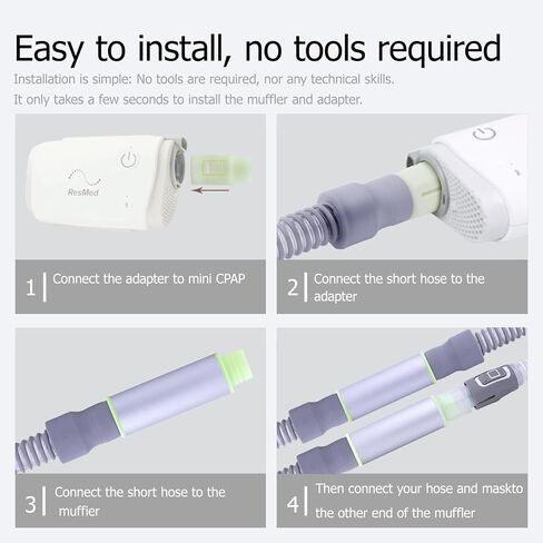 Cpap Pipeline Muffler Accessories, Physical Noise Reduction, Can EffectivelyReduce 80% of Noise, Equipped with Cpap Pipeline Adapter and Silent Sponge, Quiet Sleep in Saudi Arabia