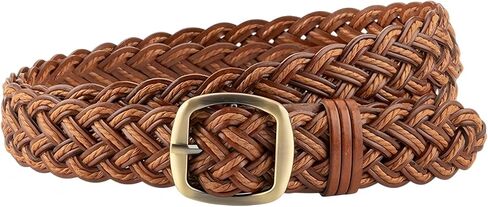 Skinny 3CM Wide Braided Leather Belt for Women, Hand-Woven Design with Gold Buckle in Kuwait