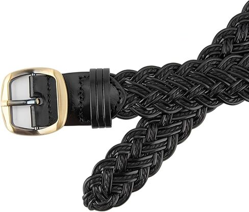 Skinny 3CM Wide Braided Leather Belt for Women, Hand-Woven Design with Gold Buckle in Kuwait