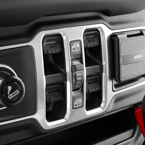 غطاء زر تبديل النافذة أسود متوافق مع ملحقات Jeep Wrangler JL، متوافق مع Jeep Wrangler JL 4XE Gladiator JT 2018-2025، 4 قطع (الطراز الأصلي) in Kuwait