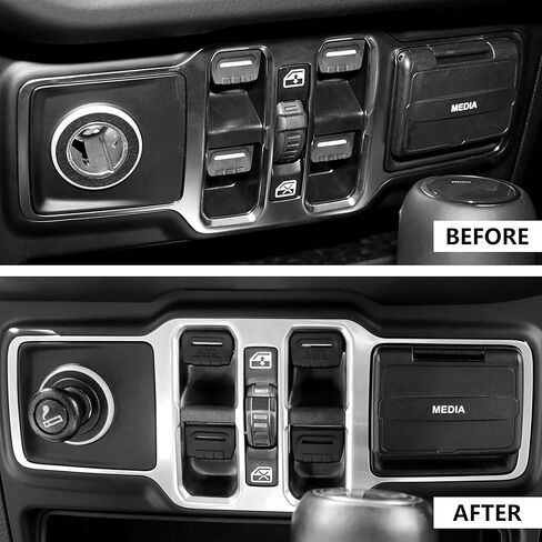 غطاء زر تبديل النافذة أسود متوافق مع ملحقات Jeep Wrangler JL، متوافق مع Jeep Wrangler JL 4XE Gladiator JT 2018-2025، 4 قطع (الطراز الأصلي) in Kuwait