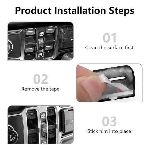 غطاء زر تبديل النافذة أسود متوافق مع ملحقات Jeep Wrangler JL، متوافق مع Jeep Wrangler JL 4XE Gladiator JT 2018-2025، 4 قطع (الطراز الأصلي) in Kuwait