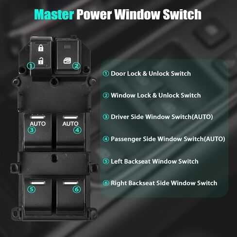 Master Power Door Lock Window Control Switch for Honda Accord Sedan EX-L 2013 2014 2015 2016 2017, Driver Side Power Double Auto Window Controller Switch 35750-T2A-A01 35750-T2A-A11 in Saudi Arabia