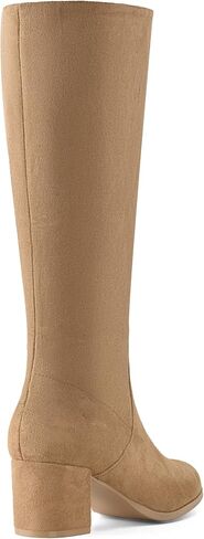 Shoe'N Tale Knee High Boots for Women Block Chunky Heel Boots with Side Zipper in Kuwait