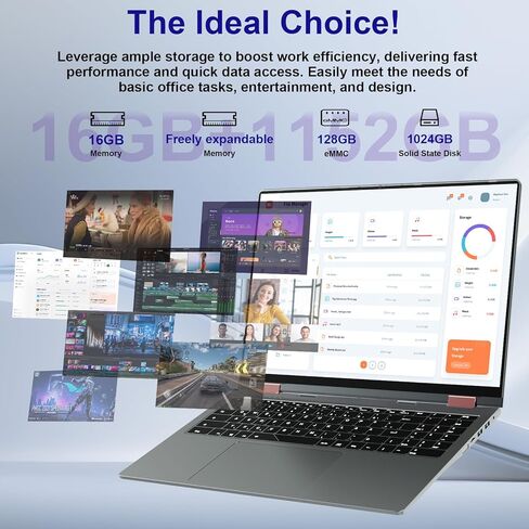 jumper 16 inch Convertible Laptop, 2 in 1 Laptop Computer with FHD 360 Degree Touchscreen, 20GB RAM 1152GB Storage, Fingerprint Reader, Backlit Keyboard, WiFi 6, 53.2WH, 1 Year Office 365 in Kuwait