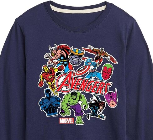 Marvel The Avengers - نمط الملصقات - تي شيرت برسومات طويلة الأكمام للأطفال والشباب in Saudi Arabia