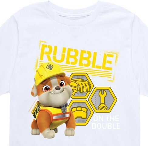 ملابس HYBRID - Paw Patrol - Rubble & Crew - Rubble On The Double - تي شيرت برسومات قصيرة الأكمام للأطفال والشباب in Saudi Arabia