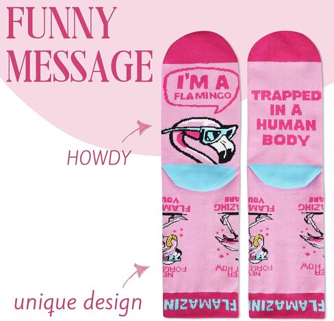 هدايا InnoBeta Flamingo للجوارب النسائية، جوارب دائرية مقاس واحد لمحبي فلامنغو النساء في عيد الميلاد - أنا فلامنغو in Saudi Arabia
