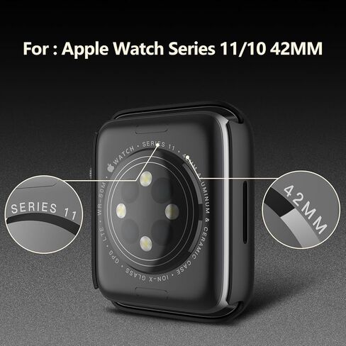 [2 Pack] علبة Julk مع واقي شاشة زجاجي مقسى لـ Apple Watch 10 (2024) 42 مم ، وزير حارس نحيف مع زجاج عالي الدقة ، تغطية كاملة تغطية وقائية لسلسلة IWatch 10 42 مم ، أسود in Kuwait