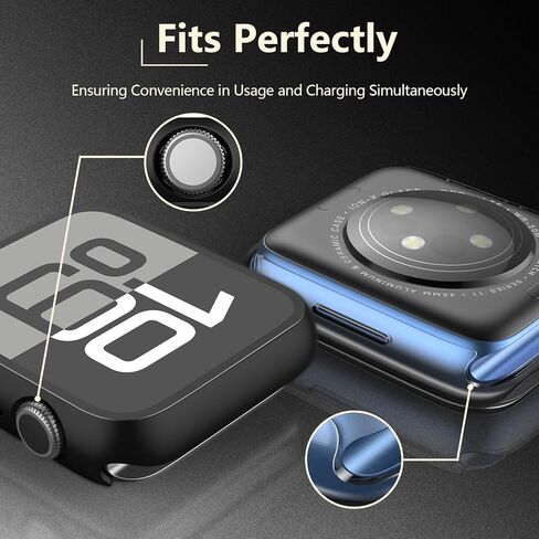 [2 Pack] علبة Julk مع واقي شاشة زجاجي مقسى لـ Apple Watch 10 (2024) 42 مم ، وزير حارس نحيف مع زجاج عالي الدقة ، تغطية كاملة تغطية وقائية لسلسلة IWatch 10 42 مم ، أسود in Kuwait