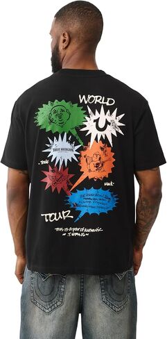 True Religion Men's Short Sleeve Speech Bubble Tee– Crewneck Graphic T-Shirt in Saudi Arabia