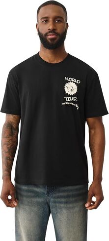 True Religion Men's Short Sleeve Speech Bubble Tee– Crewneck Graphic T-Shirt in Saudi Arabia
