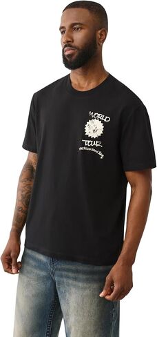 True Religion Men's Short Sleeve Speech Bubble Tee– Crewneck Graphic T-Shirt in Saudi Arabia