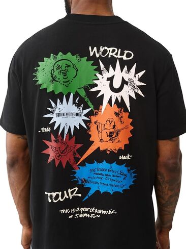 True Religion Men's Short Sleeve Speech Bubble Tee– Crewneck Graphic T-Shirt in Saudi Arabia