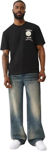 True Religion Men's Short Sleeve Speech Bubble Tee– Crewneck Graphic T-Shirt in Saudi Arabia