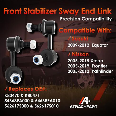 2Pcs Front Sway Bar Stabilizer End Links Zinc-Nickel Alloy Suspension Kit, Compatible With Suzuki 09-12 Equator, 05-15 Xterra, 05-19 Frontier, 05-12 Pathfinder, Replaces#: K80470 K80471 in Saudi Arabia
