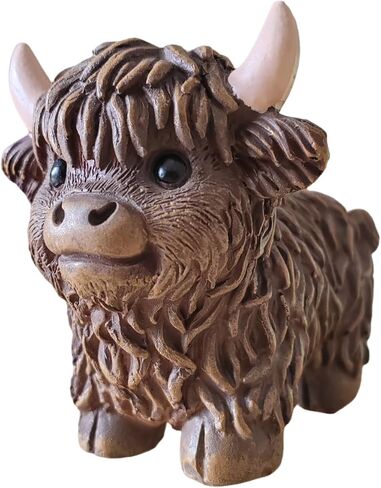 Highland Cow Statue Decor Cow Enthusiast Gift Shelf Table Tray Living Room Bedroom Home Farmhouse Decoration Figurine (Resin Brown) in Saudi Arabia