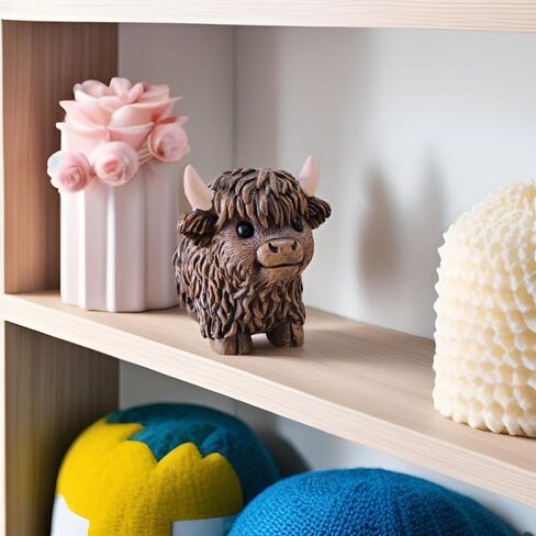 Highland Cow Statue Decor Cow Enthusiast Gift Shelf Table Tray Living Room Bedroom Home Farmhouse Decoration Figurine (Resin Brown) in Saudi Arabia