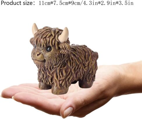 Highland Cow Statue Decor Cow Enthusiast Gift Shelf Table Tray Living Room Bedroom Home Farmhouse Decoration Figurine (Resin Brown) in Saudi Arabia