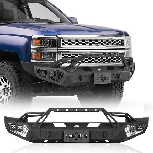 Hooke Road Earthshaker Front Bumper for 2014 2015 Chevy Chevrolet Silverado 1500 Pickup Truck, Offroad Bumper with Winch Plate Bull Bar D-ring Mount Sensor Holes in Saudi Arabia